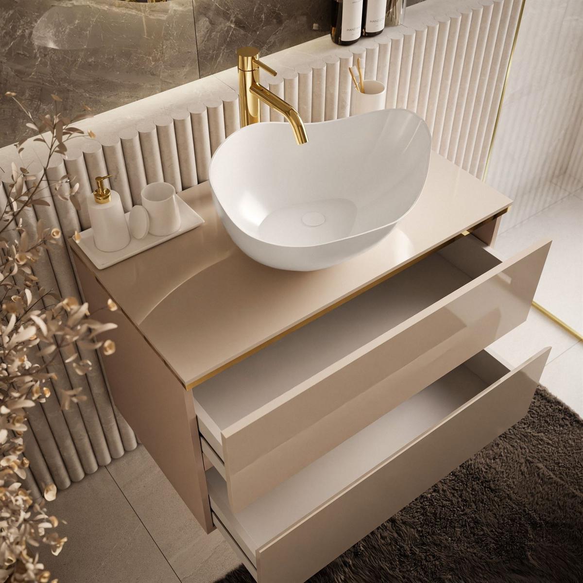 BADEZIMMERSCHRANK AURORA KASCHMIR GOLD - Kaschmir, Holzwerkstoff (80/55/45cm) - Lookway