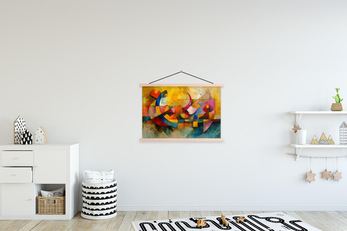 POSTER MIT MAGNETLEISTEN Kunst - Abstrakt - Modern Wanddeko 90x60 cm - Gelb, Textil (90/60/0.15cm) - MuchoWow