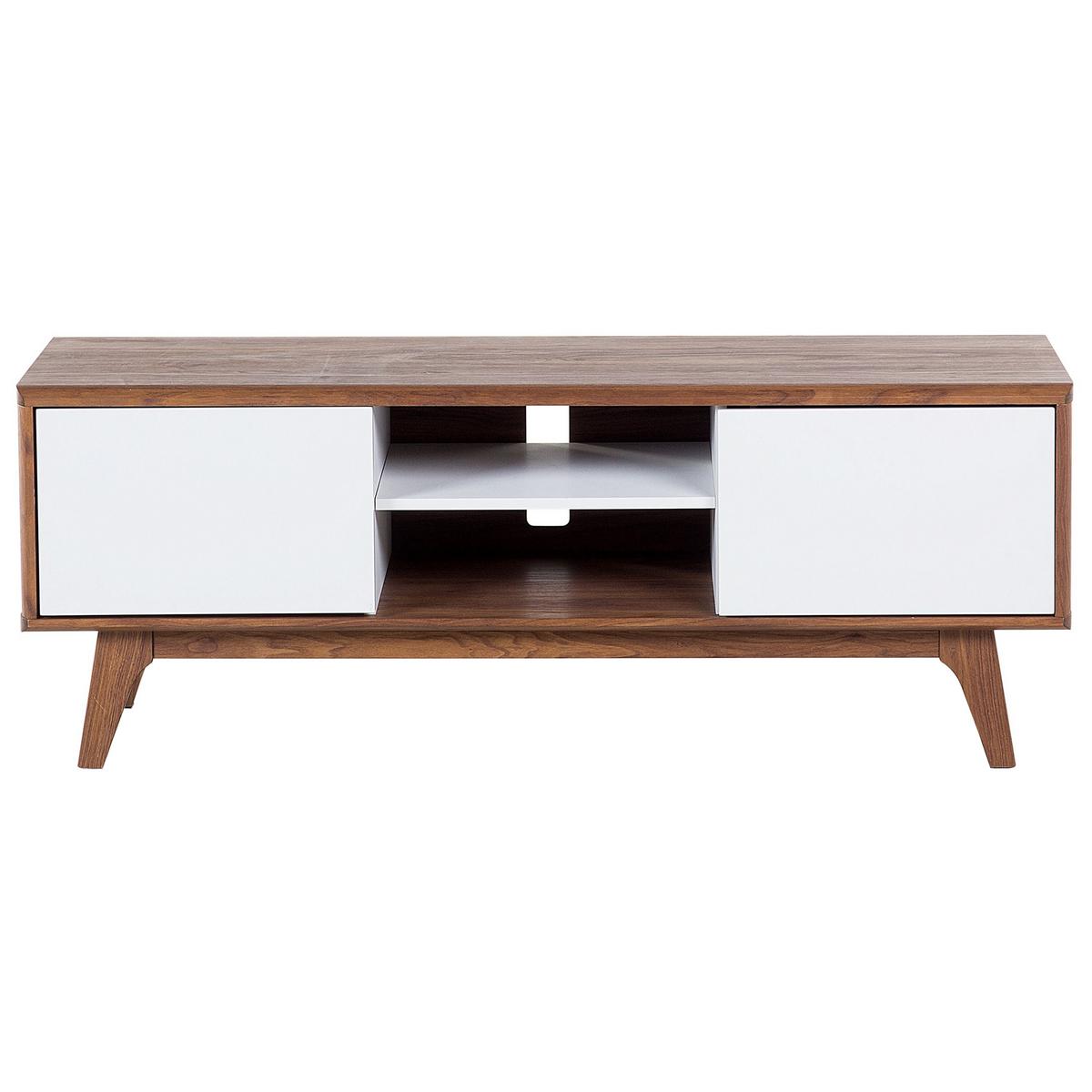 TV-MÖBEL Dunkelbraun, Weiß ROCHESTER 40/142/53 cm - Dunkelbraun, Holzwerkstoff (142/53/40cm) - Beliani