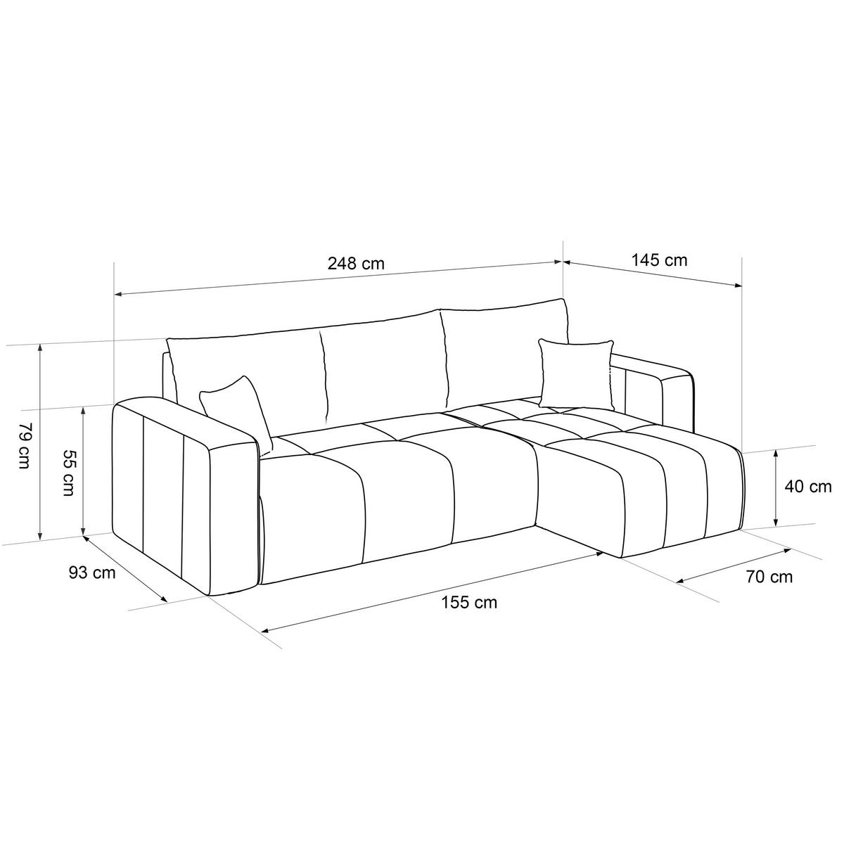 ECKSOFA Puderrosa Velours mit Bettkasten und Schlaffunktion - Rosa, Textil (248/145cm) - Idohome