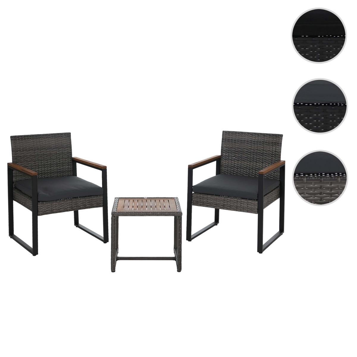 POLY-RATTAN GARNITUR Grau - Grau, Kunststoff - MCW