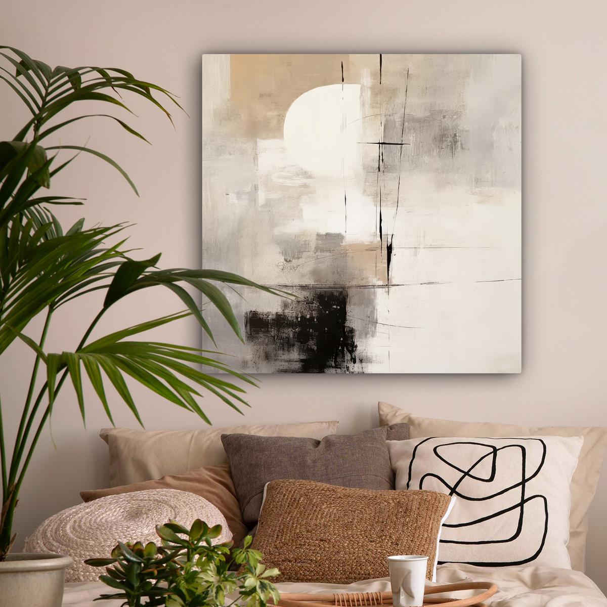LEINWANDBILD Abstrakt - Kunst - Grau Deko Groß 90x90 cm - Hellgrau, Textil (90/90cm) - MuchoWow