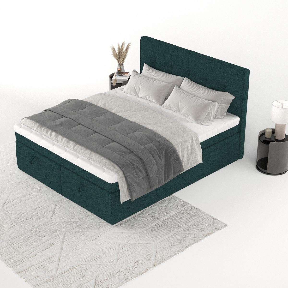 BOXBETT Arivo 180/200 cm Grün im Riva Stoff - Schwarz/Grün, Holz/Holzwerkstoff (180/200cm) - AltaBeds