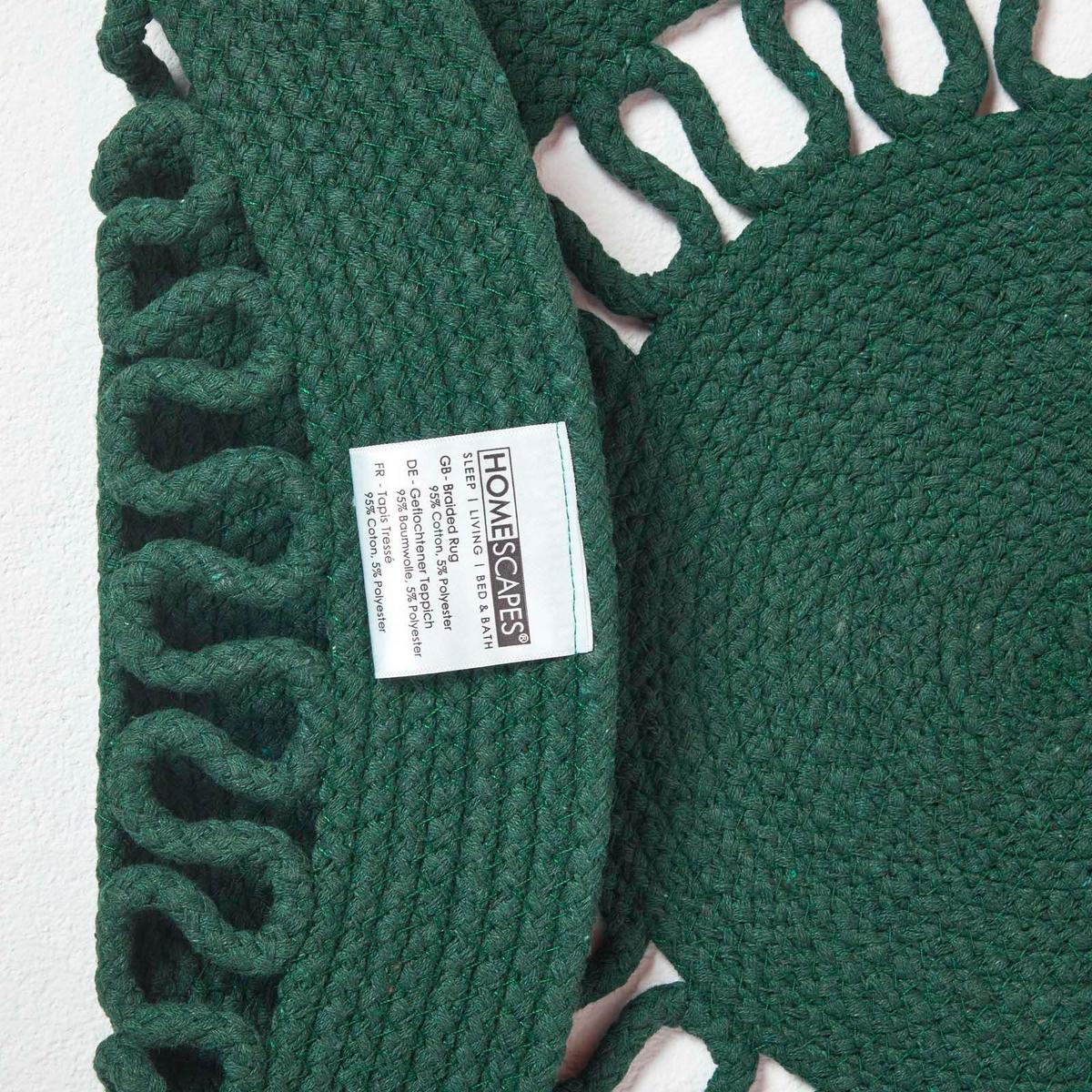 TEPPICH geflochten rund mit Häkel-Muster 70 cm - Dunkelgrün, Textil (70/70cm) - Homescapes
