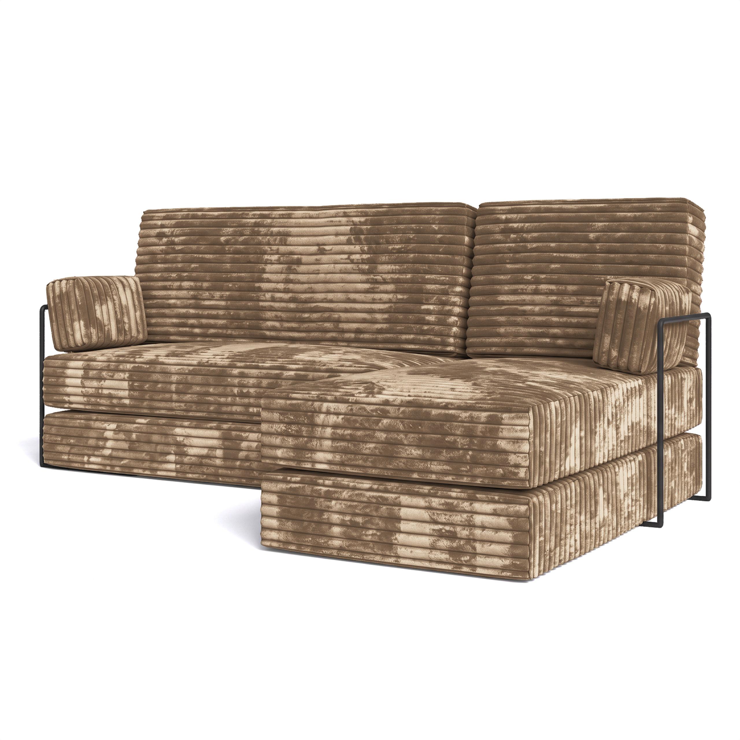 ECKSOFA NOTIA modulares Boneless Sofa mit Schlaffunktion Beige Kordstoff - Beige, Textil (200/120cm) - MASSENO