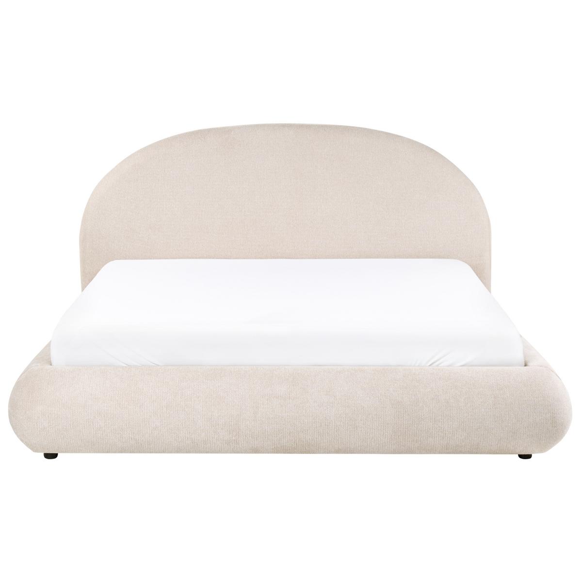 BETT mit Stauraum 180/200 Stoff Hellbeige Grasse - Beige, Textil (180/200cm) - Beliani