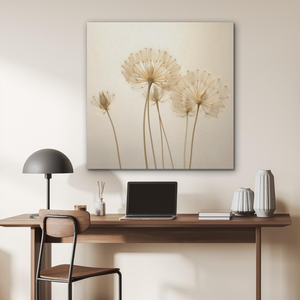 AKUSTIKBILD Sonnenlicht - Löwenzahn - Botanisch - Blumen Akustikpaneele 90x90 cm - Creme, Kunststoff (90/90/0.9cm) - MuchoWow