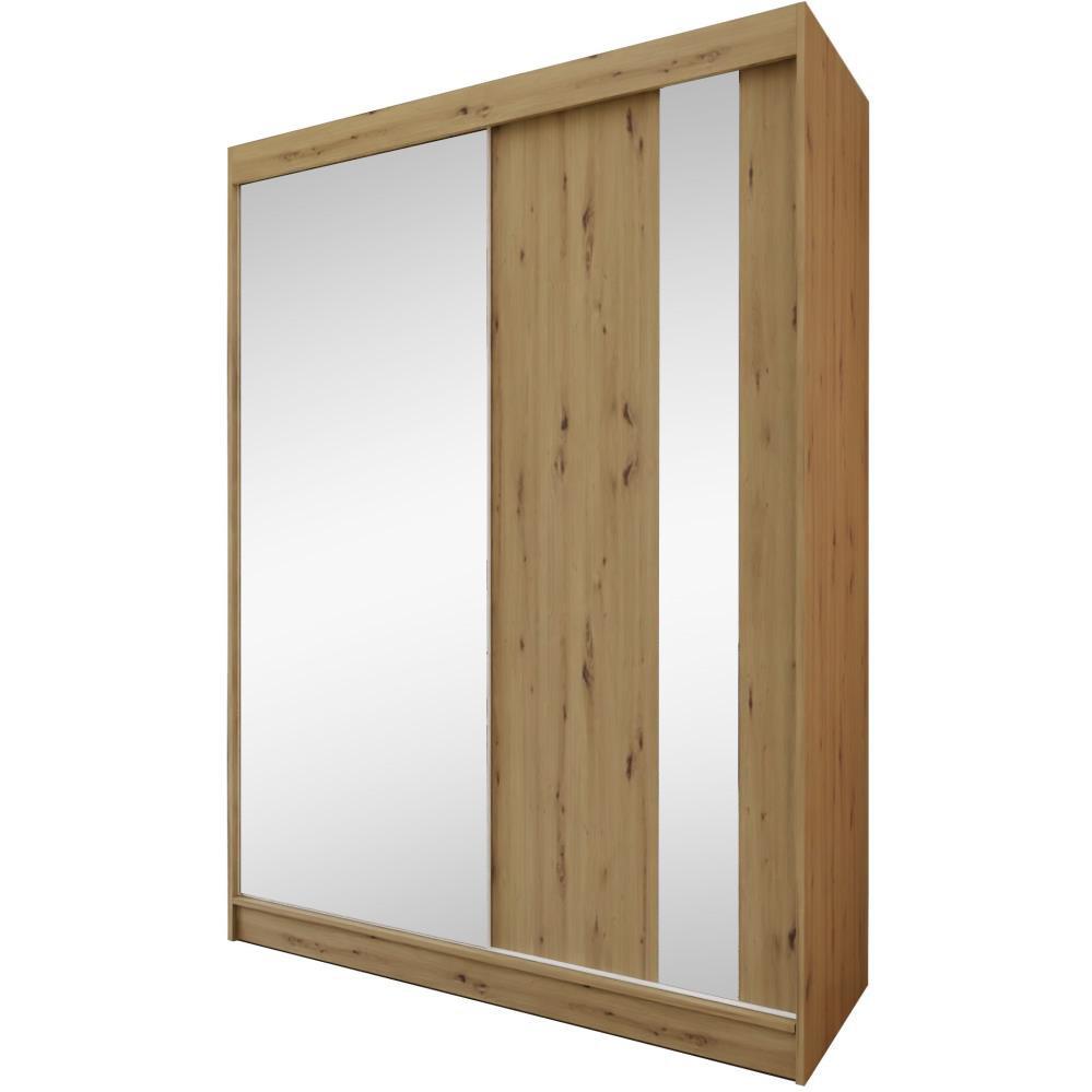 SCHWEBETÜRENSCHRANK Gaja 160/216/61 eiche Artisan mit Spiegel - Eiche Artisan, Holzwerkstoff (160/216/61cm) - Beautysofa