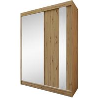 SCHWEBETÜRENSCHRANK Gaja 150/216/61 eiche Artisan mit Spiegel - Eiche Artisan, Holzwerkstoff (150/216/61cm) - Beautysofa