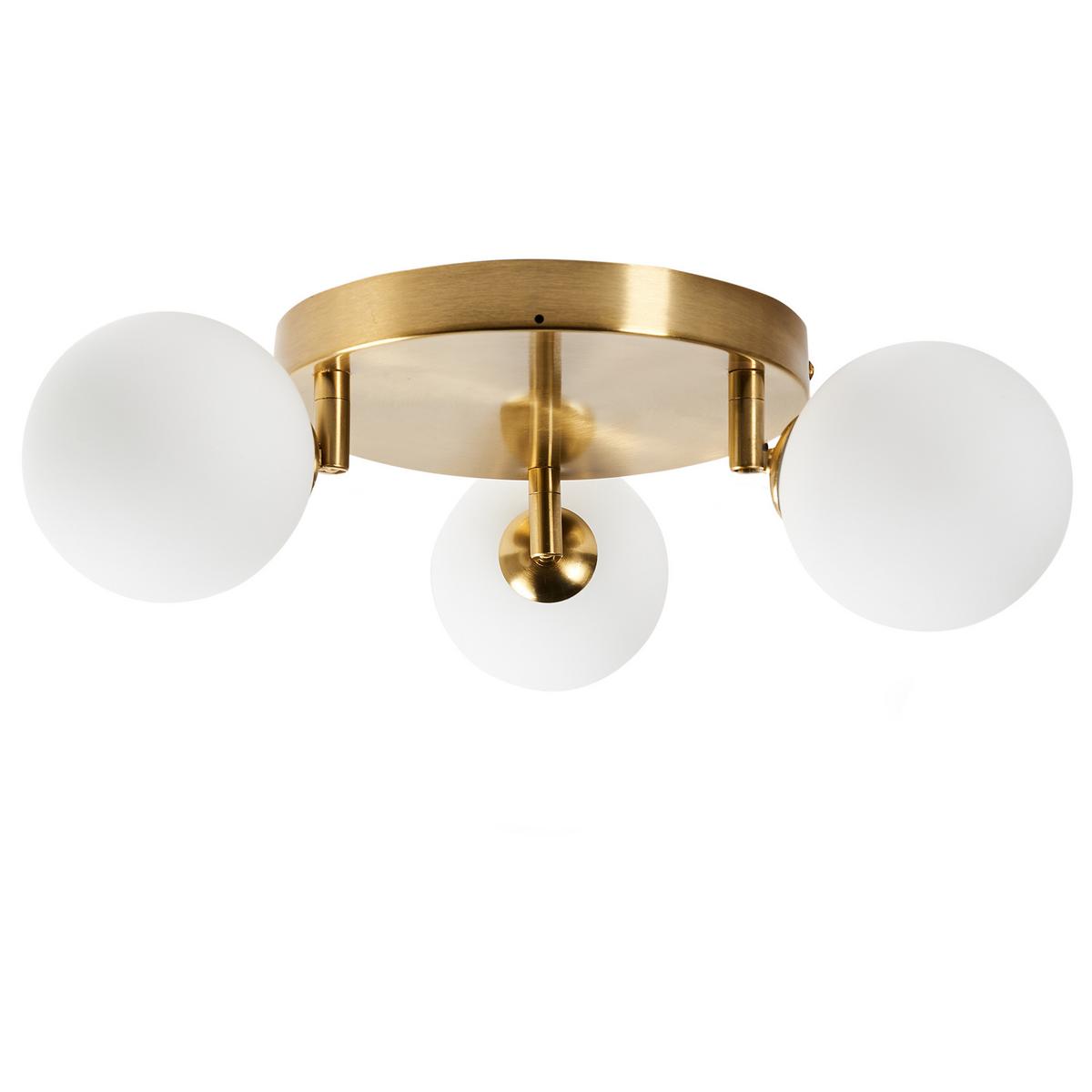 DECKENLAMPE Messing/Weiß Mavilla - Messingfarben/Weiß, Glas (27/27/17cm) - Beliani