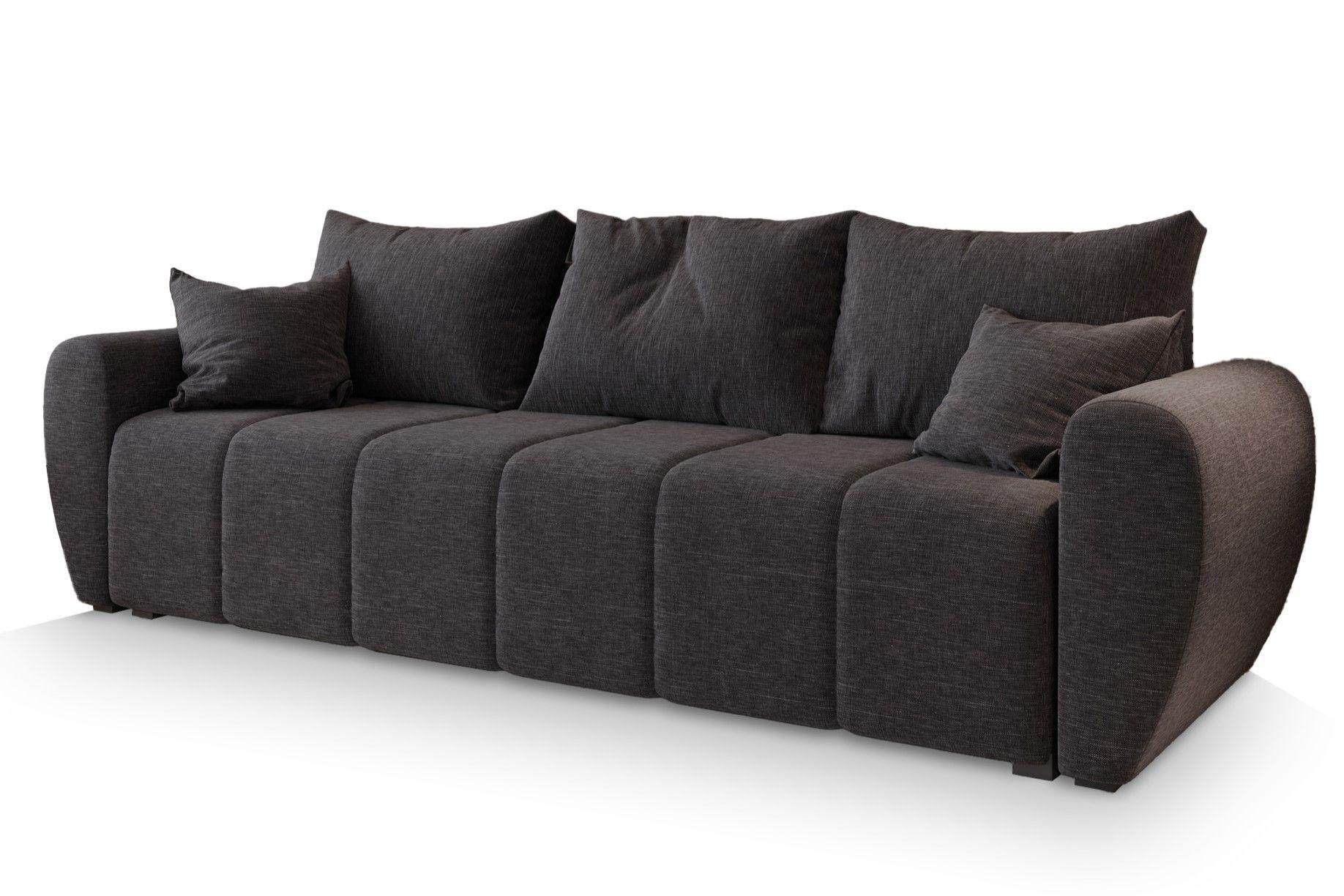 BETTSOFA MADISON Grau Dünner Stoff mit Schlaffunktion - Grau, Textil (242/82/80cm) - MASSENO