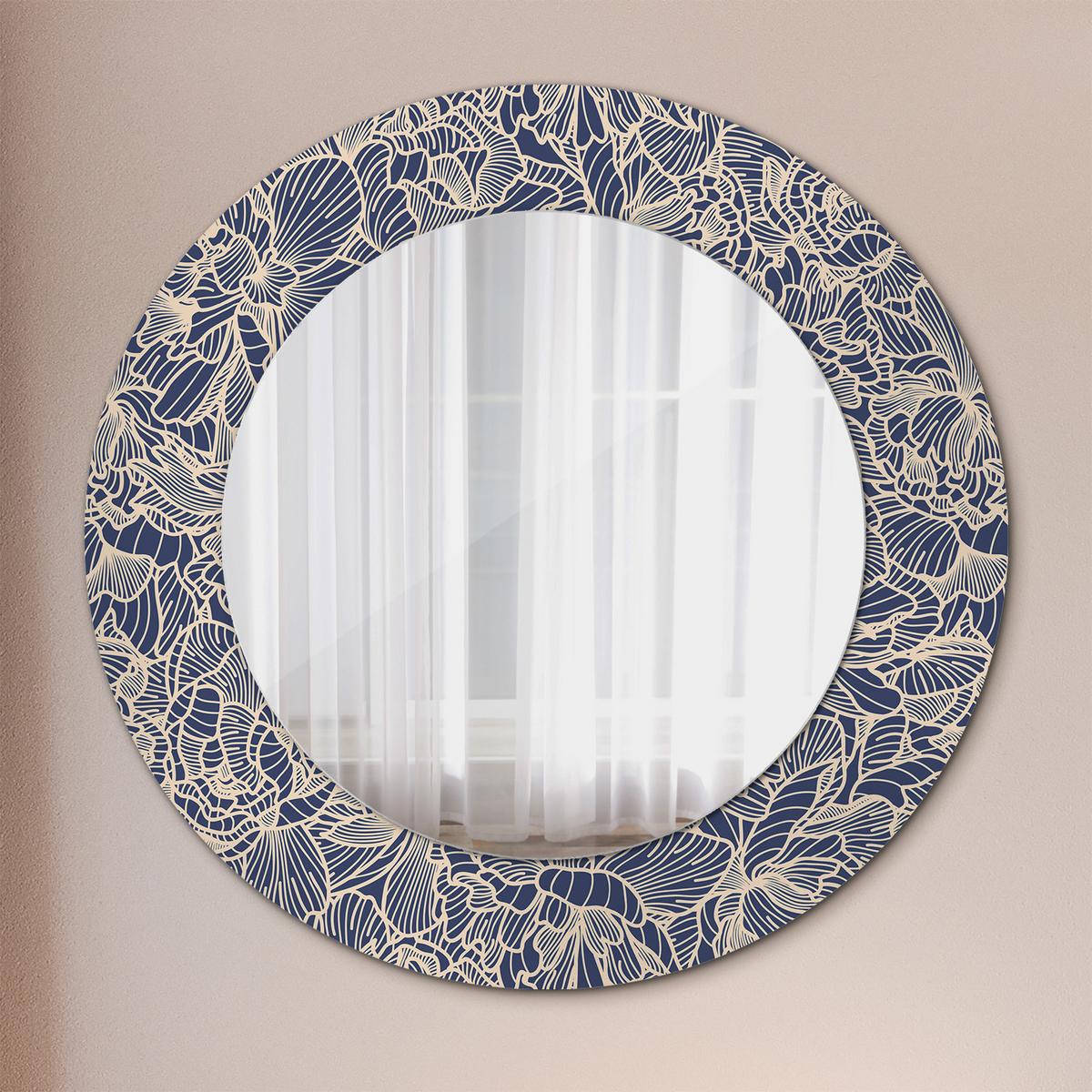 SPIEGEL Rund Ø 50 cm mit Aufdruck - Dunkelblau, Glas (50/50/0.4cm) - Wallfluent