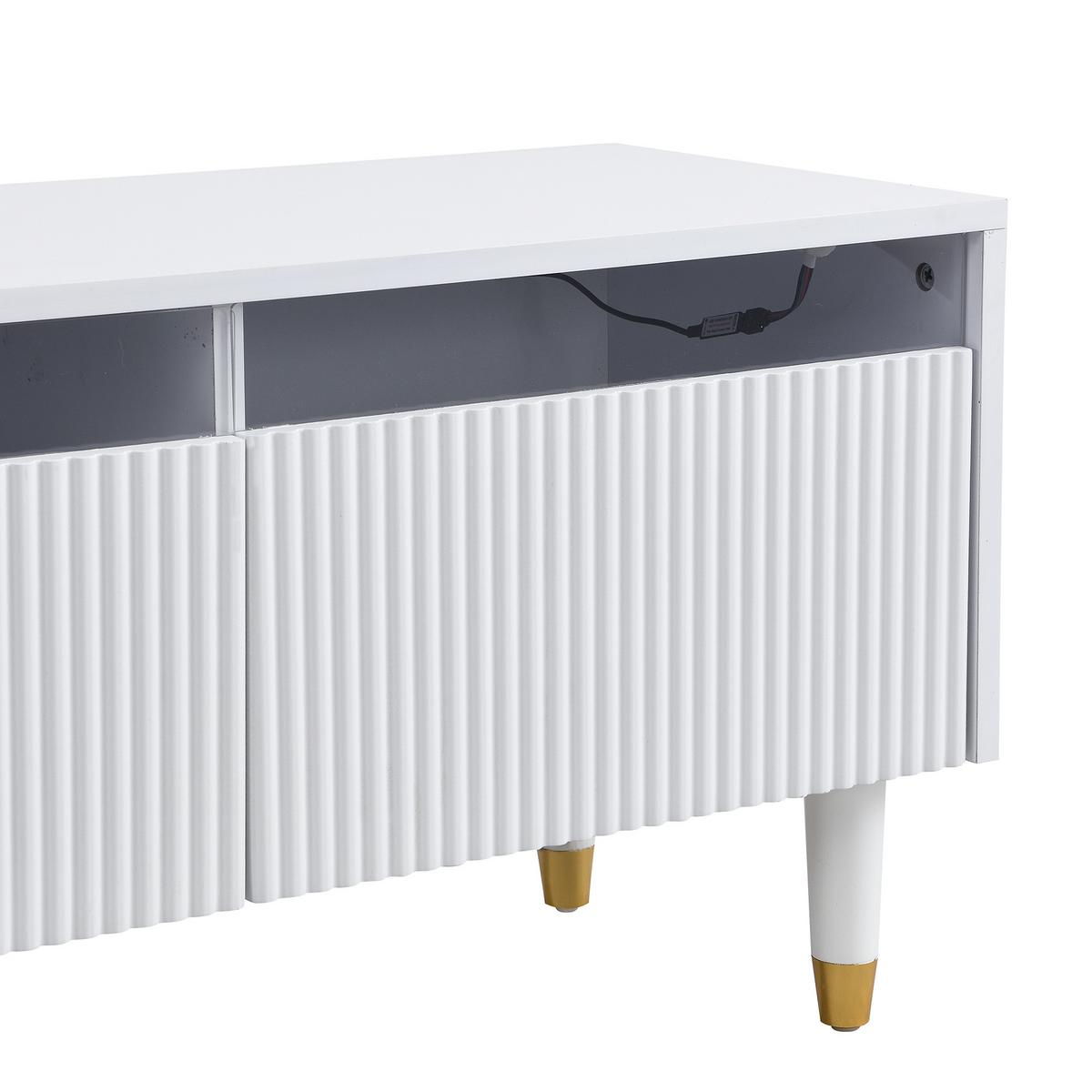 TV-LOWBOARD weiß & rillen-design 4 schubladen - Weiß, Holzwerkstoff (178/45/35cm) - Urban Meuble