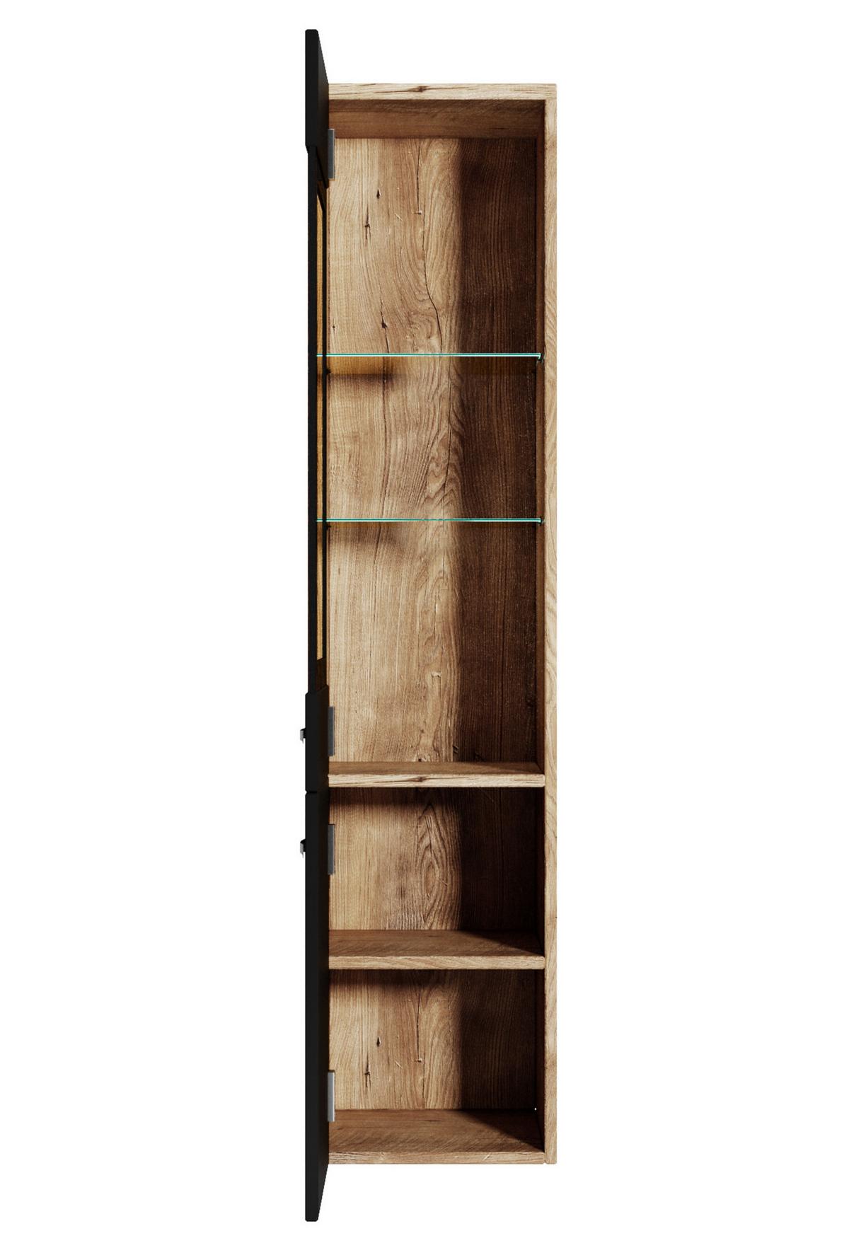 BADEZIMMERSCHRANK Rio mit 2 Türen Kastanien Eiche / Schwarz - 30 x 30 x 130 cm - Eichefarben/Schwarz, Holz (30/131/30cm) - Badplaats