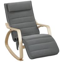 SCHAUKELSTUHL Schaukelsessel mit Massagefunktion, Kopfstütze, Fußstütze, Grau - Naturfarben/Grau, Holz/Textil (67/92/106cm) - HOMCOM