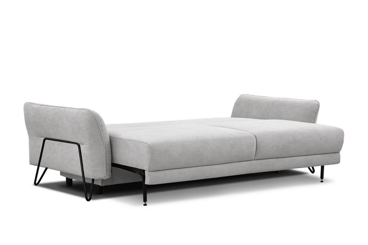 SOFA LOREM 3-Sitzer mit Schlaffunktion, hellgrau - Hellgrau/Schwarz, Holz/Textil (232/90/107cm) - Wozimo
