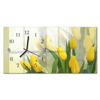 WANDUHR aus Glas 60x30 cm - Tulpen - Gelb, Glas (60/30/0.4cm) - TULUP