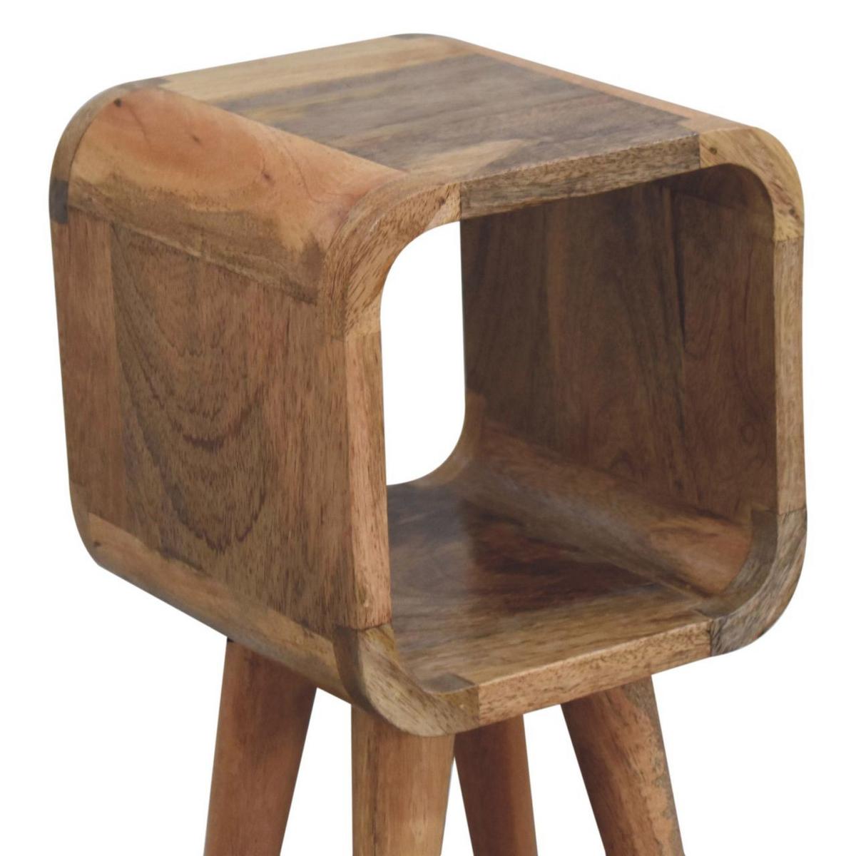 NACHTTISCH Massivholz Extra Mini Minimalistisch Gebogen Oak-ish, Offenes Fach, Hellbraun - Hellbraun, Mangoholz/Holz (20/40/20cm) - Artisan Furniture
