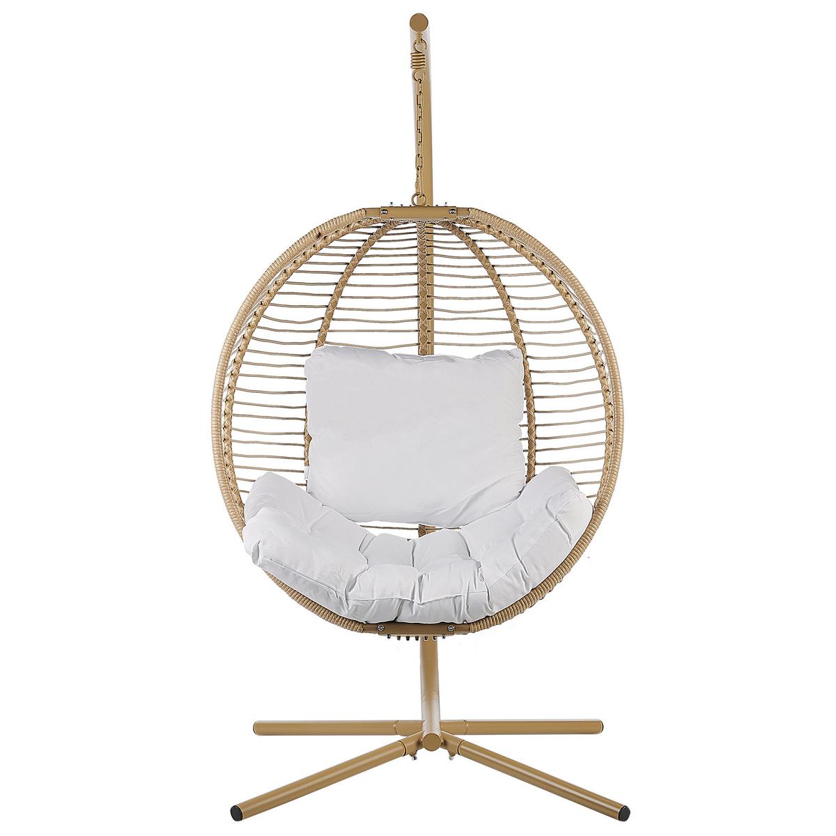 HÄNGESESSEL mit Gestell Flechtseil beige 98/100 cm Arco - Beige, Textil (100/197/98cm) - Beliani