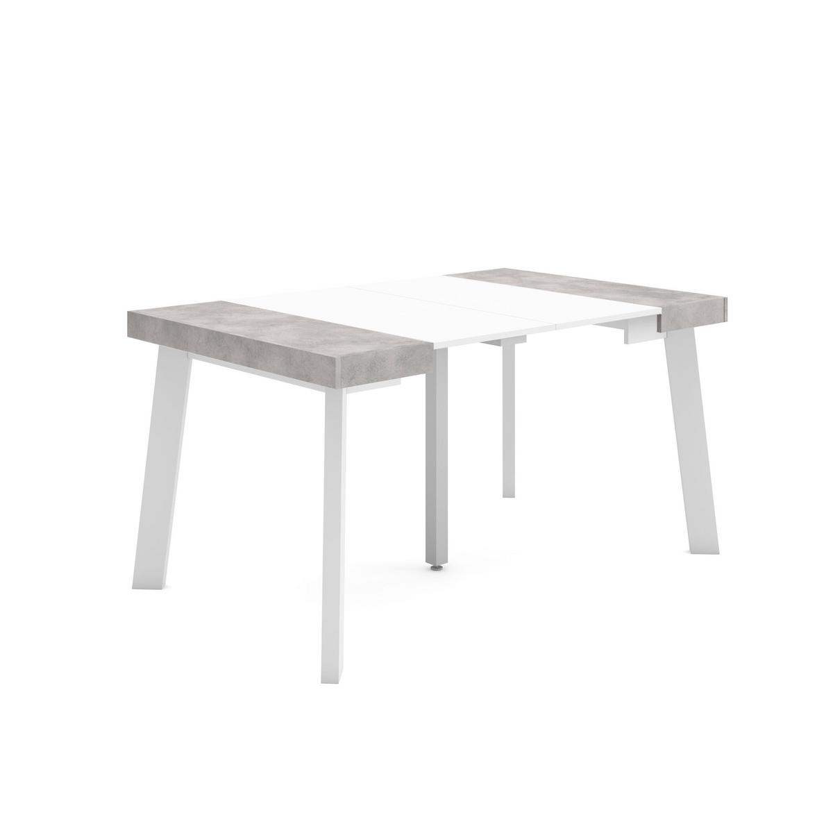 KONSOLENTISCH ausziehbar 58 bis 140cm, für 6 Gäste, weiß zementgrau, 90/58/73cm - Weiß/Grau, Holzwerkstoff (90/140/73cm) - Skraut Home