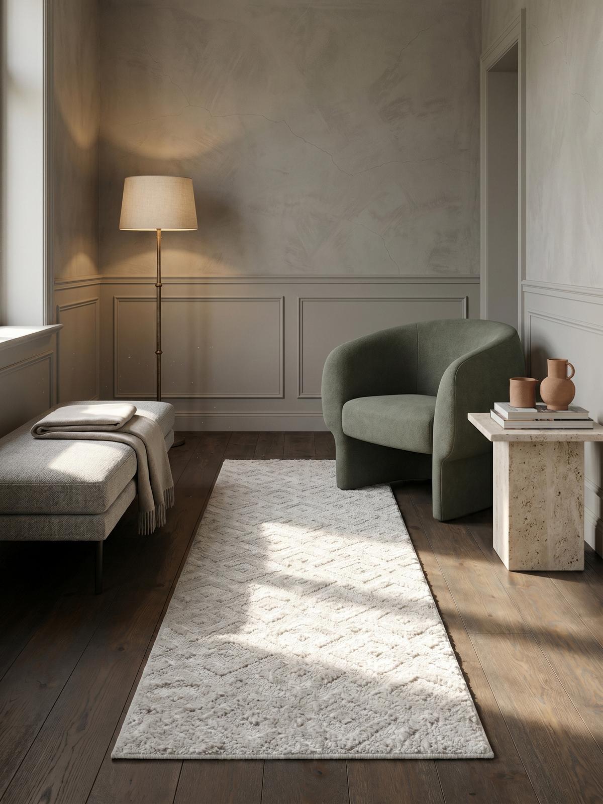 TEPPICH Hochflor EISACK in Creme, geometrisch, 80 x 250 cm - Beige, Textil (250/80cm) - KADIMA DESIGN