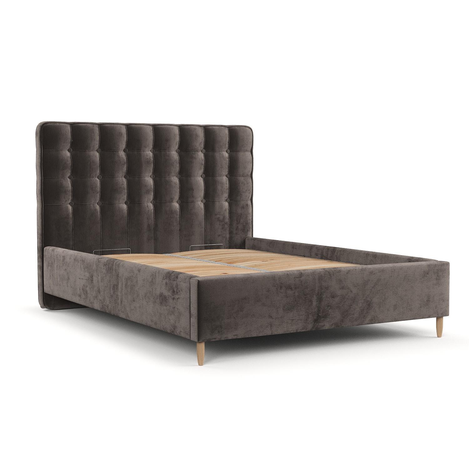 POLSTERBETT Paloma 180/200 cm Braun im Lotta Stoff - Naturfarben/Braun, Holz/Holzwerkstoff (180/200cm) - AltaBeds