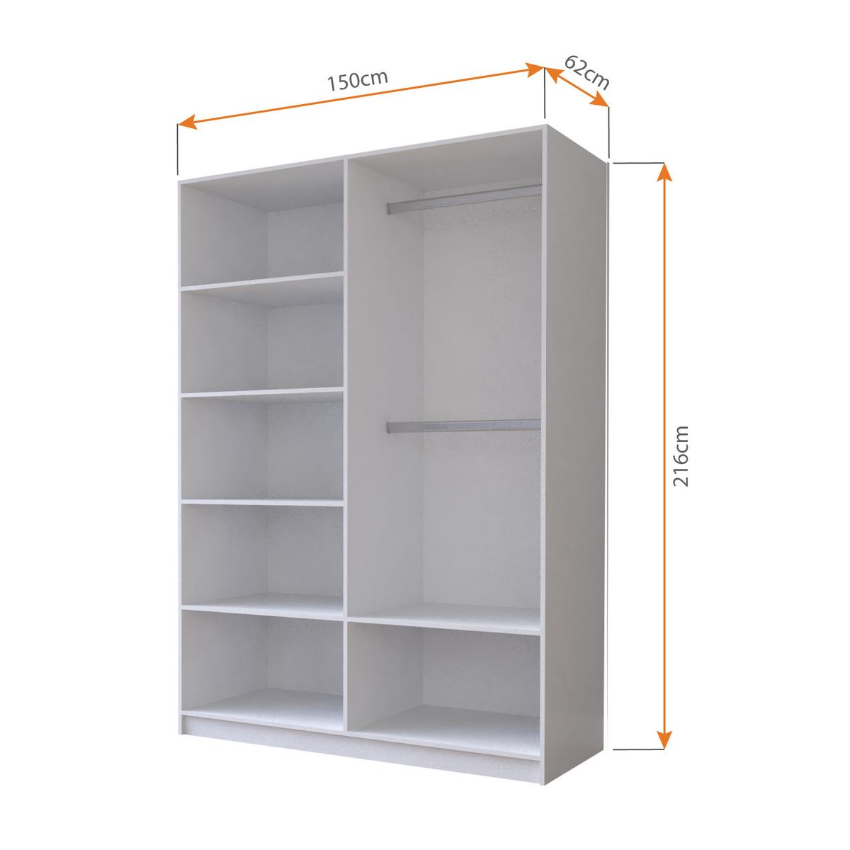 KLEIDERSCHRANK Milan 150 cm, 150/215/64, 2-türig, grau - Grau, Holzwerkstoff (150/215/64cm) - imoebel24