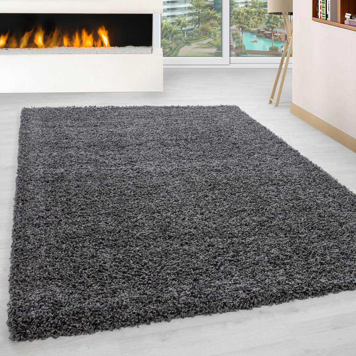 HOCHFLORTEPPICH RHEIN, einfarbig, Grau, 120 x 170 cm - Grau, Textil (170/120cm) - KADIMA DESIGN
