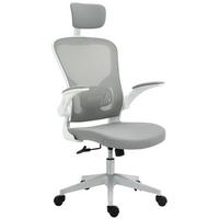 BÜROSTUHL ergonomischer Shreibtischstuhl mit Wippfunktion Kopfstütze Grau - Grau, Textil (64/122/65cm) - Vinsetto