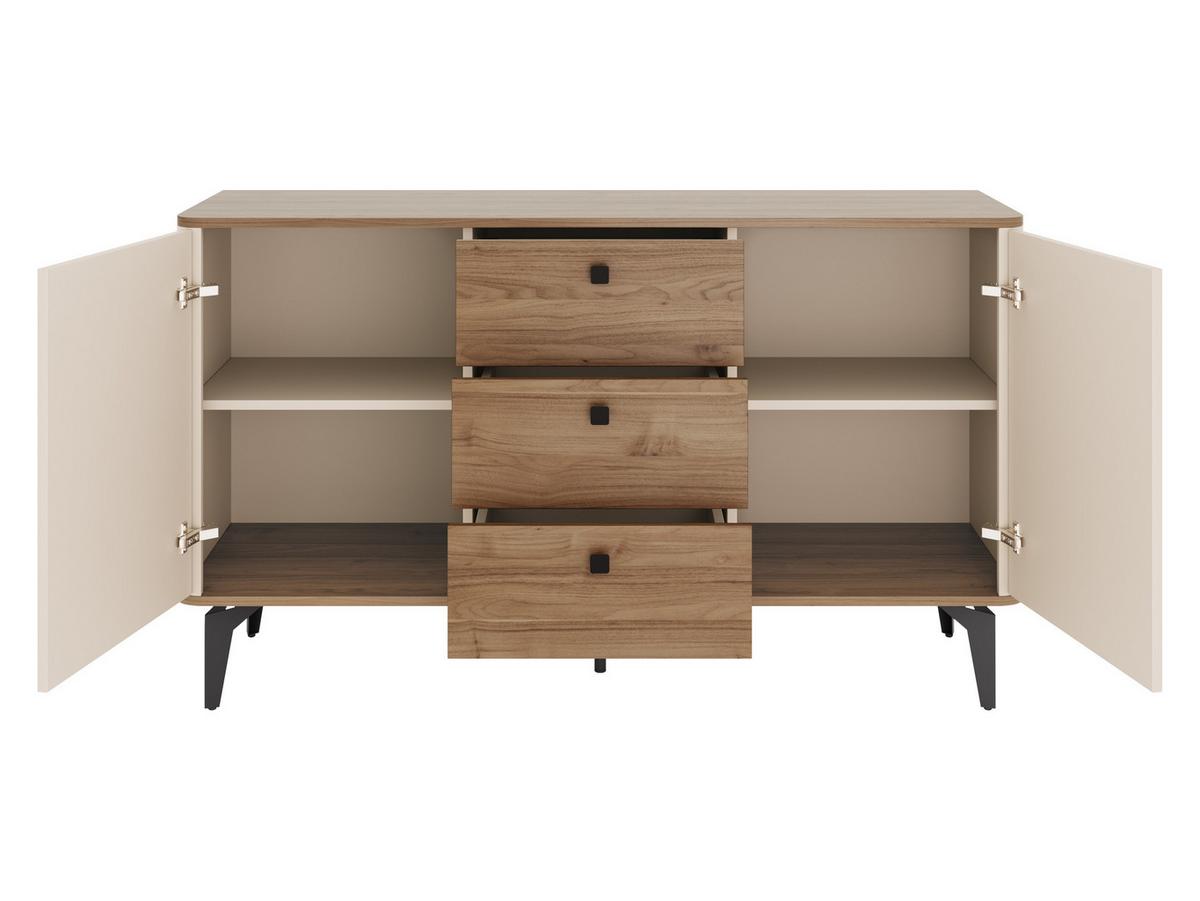 KOMMODE Aurena 2D3S AU04 - Kaschmir/Nussbaumfarben, Holzwerkstoff/Metall (141/82/41cm) - MIRJAN24