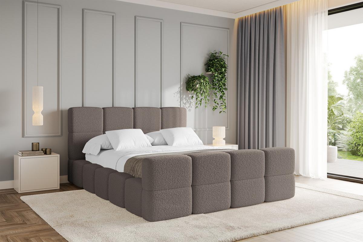 POLSTERBETT mit Bettkasten und Lattenrost mit Matratze H3/H4, Kopfteil, Boxbett, mit Stauraum - NATA-Z 140x200 Braun - Braun, Holzwerkstoff/Textil (140/200cm) - ALTDECOR