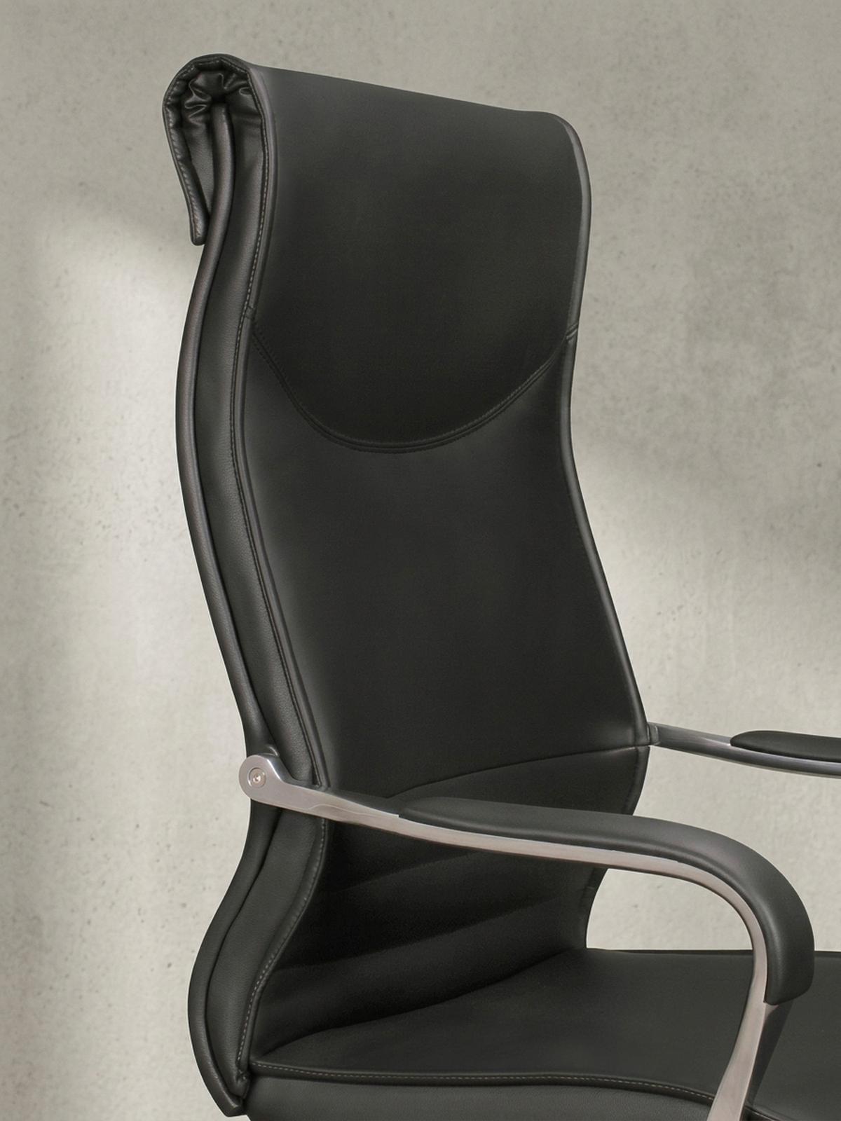 CHEFSESSEL XXL Kunstleder ergonomisch höhenverstellbar bis 150 kg VENGA, Schwarz 61x60x126 cm - Silberfarben/Schwarz, Kunststoff/Textil (61/126/60cm) - KADIMA DESIGN