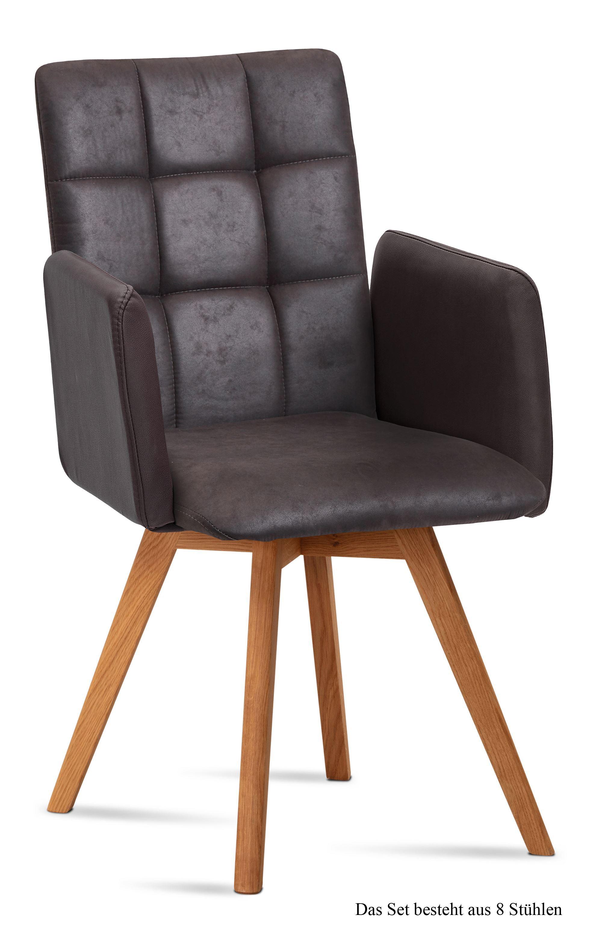 ARMLEHNSTUHL (8er-Set) Dione 52x91x60 Eiche geölt/Espresso - Eichefarben/Dunkelbraun, Kunststoff (60/91/52cm) - 58aufmkessel