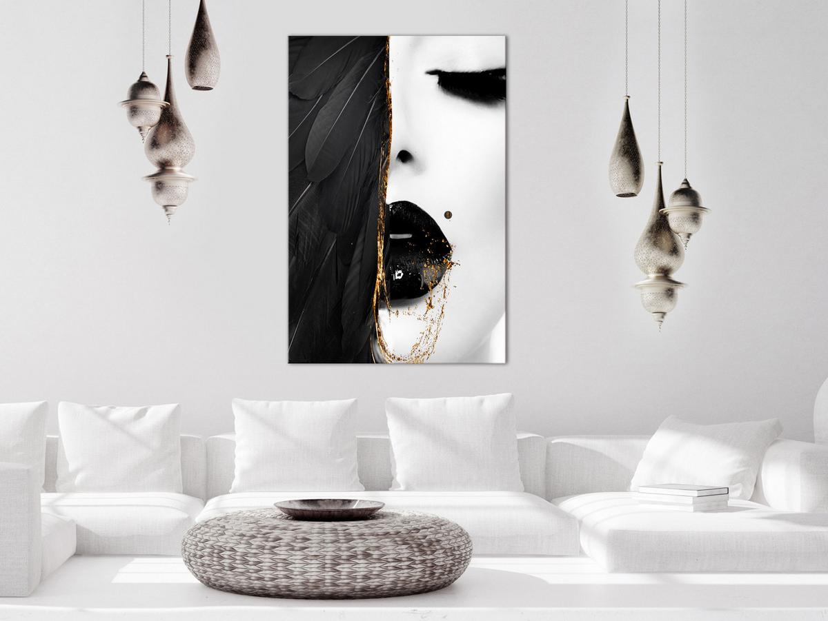 KUNSTDRUCK Schwarz-Weiß 40/60 cm - Goldfarben/Schwarz, Textil (40/60cm) - KUNSTLOFT