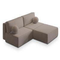 ECKSOFA VARNA P Beige Kordstoff mit Schlaffunktion - Beige/Grau, Holz/Kunststoff (196/158cm) - MASSENO