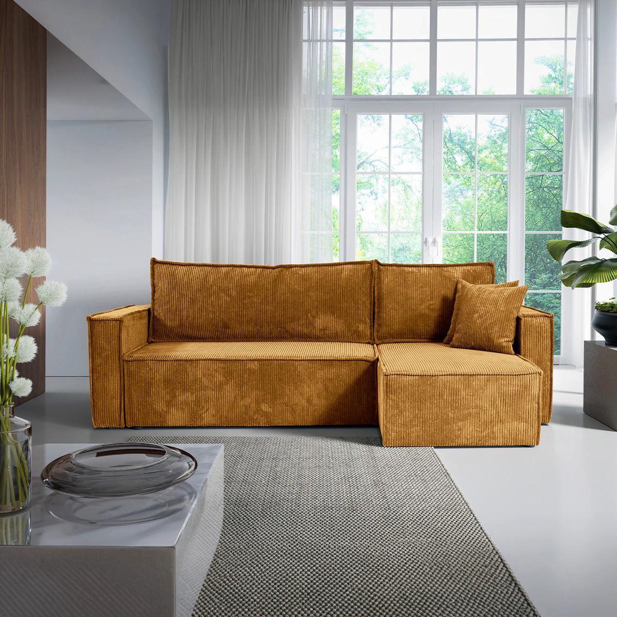 ECKSOFA Ezekiel 3 Sitzplätze Gelb - Gelb, Holz (236/145cm) - Petits-meubles