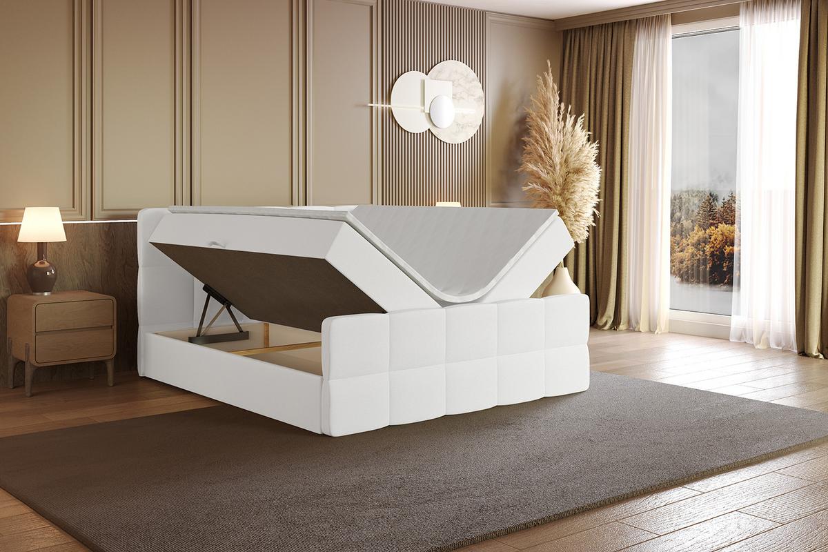 BOXBETT mit Matratze H4 und Lattenrost - LIRO-Z - 120x200 - Weiß Kunstleder - Weiß, Holzwerkstoff (120/200cm) - ALTDECOR