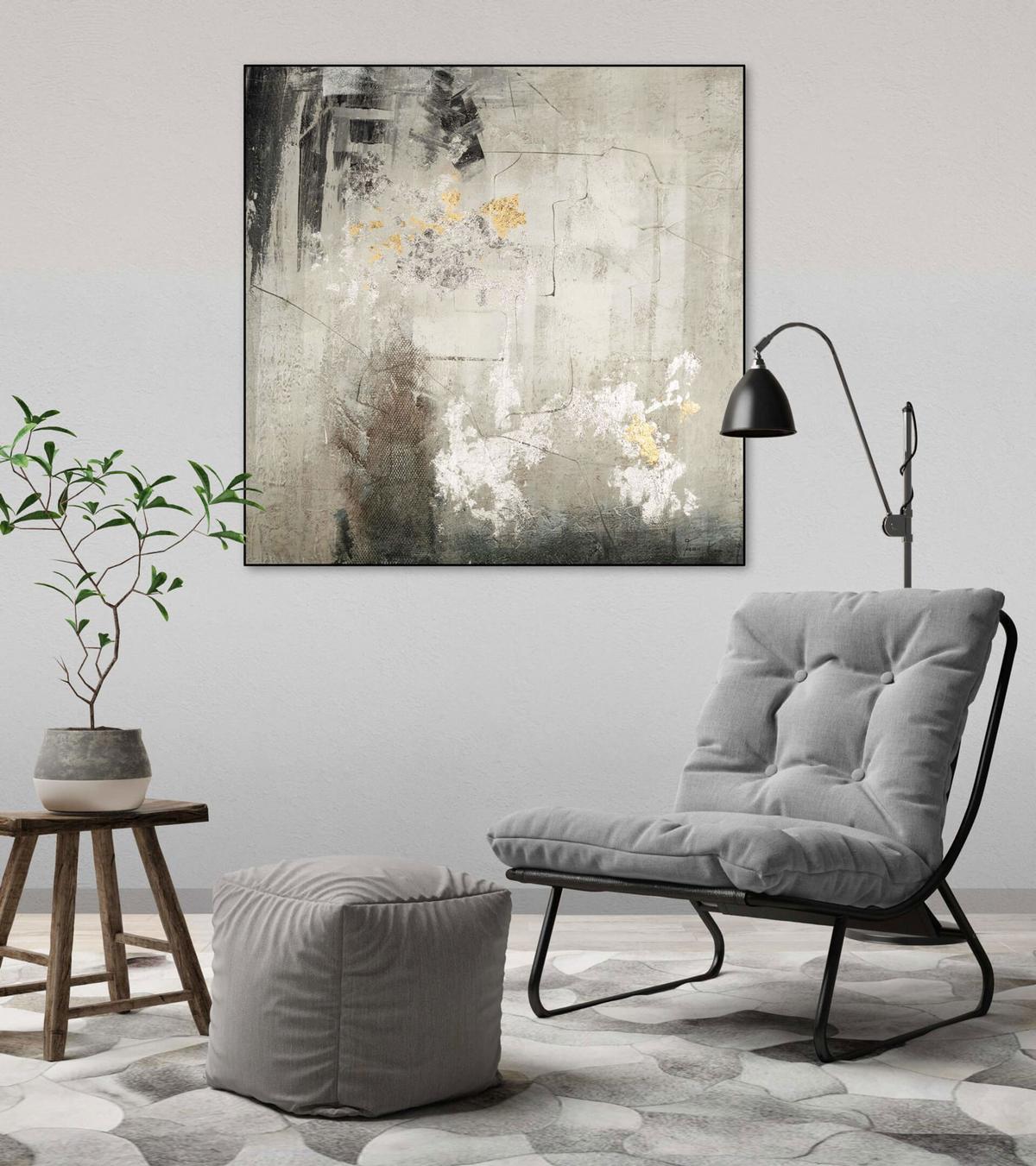 ÖLGEMÄLDE 80/80 cm - Grau, Holz/Textil (80/80cm) - KUNSTLOFT