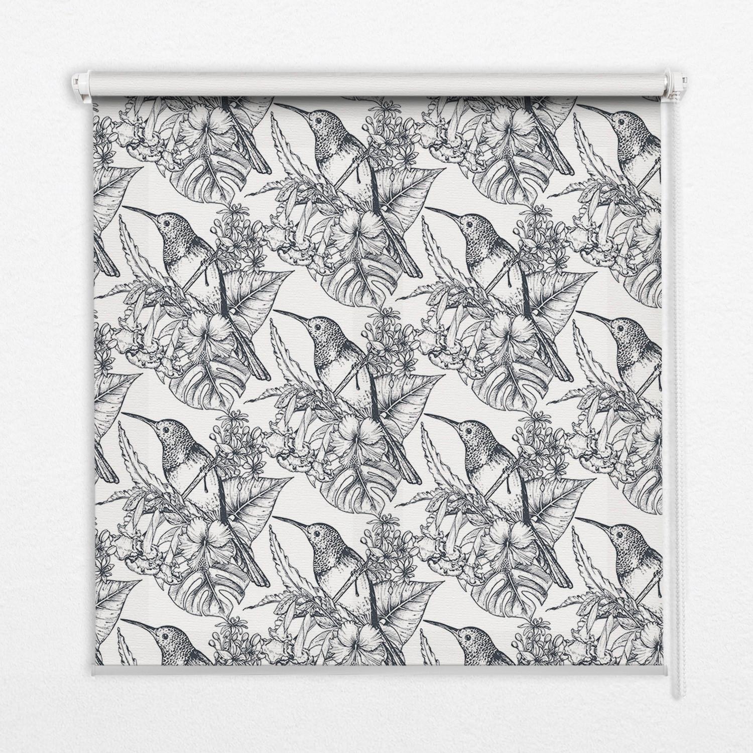 INNENROLLO - Fensterrollo - Rollo - 100x180 cm - Gezeichnete Blumen - Grau, Kunststoff (100/180/0.5cm) - TULUP