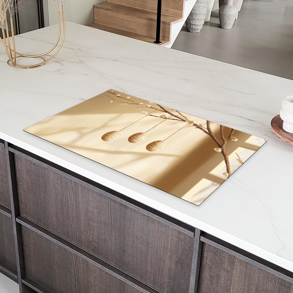 HERDABDECKPLATTE Beige - Osterkuchen - Eier Ceranfeldabdeckung 90x52 cm - Beige, Kunststoff (90/52/0.2cm) - MuchoWow