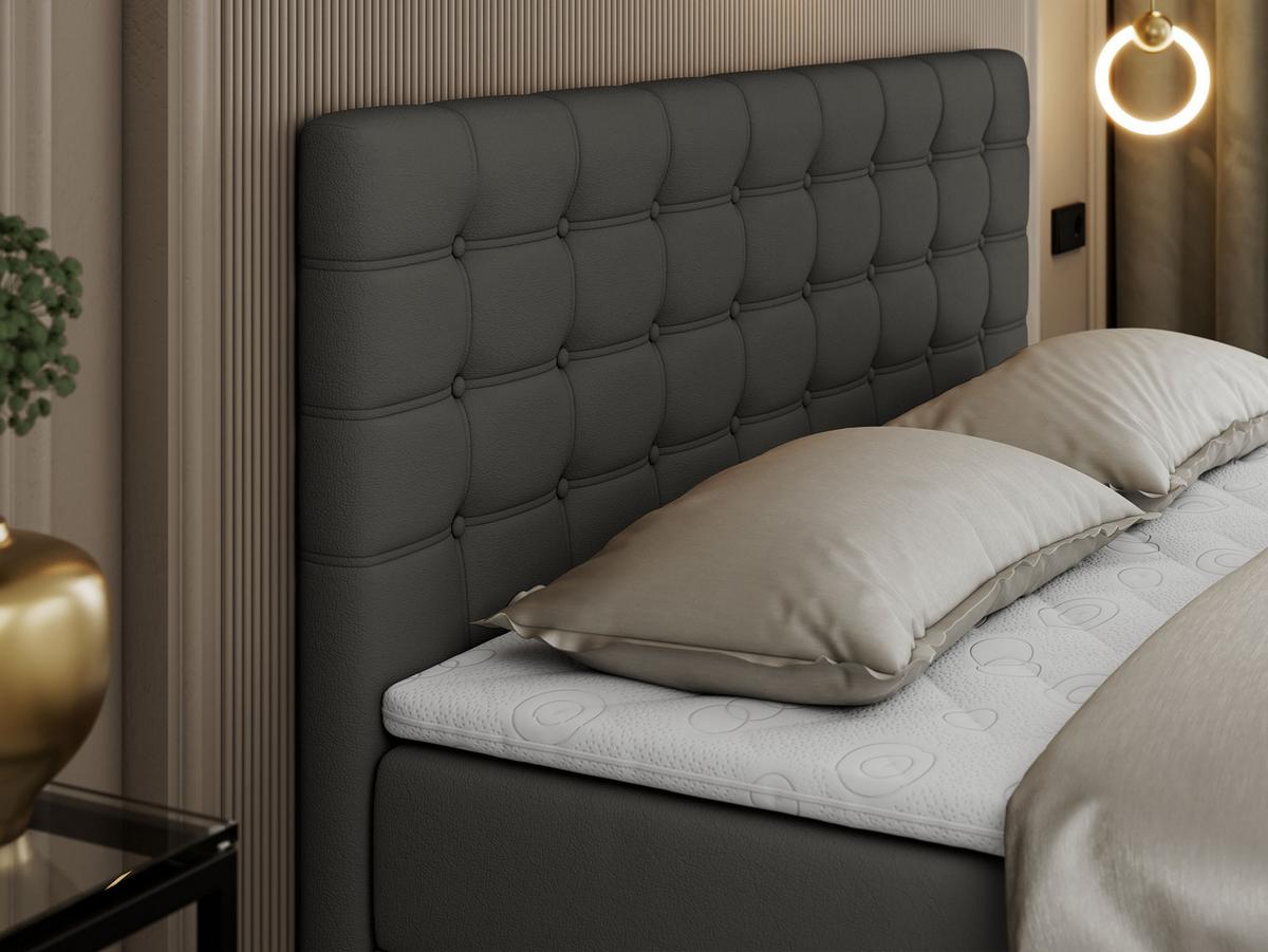 BOXBETT SUSAN 200/200 Dunkelgrau Kunstleder - H3 - Dunkelgrau, Holz/Textil (200/200cm) - MKS