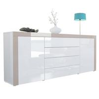 SIDEBOARD La Paz Weiß Hochglanz / Sandgrau Hochglanz - Sandfarben/Weiß Hochglanz, Holzwerkstoff (167/72/35cm) - Vladon