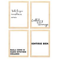 POSTER Set mit 4 Tanzen TypografieStil A3 Rahmen aus hellem Holz - Beige, Papier (29.7/3cm) - Nacnic
