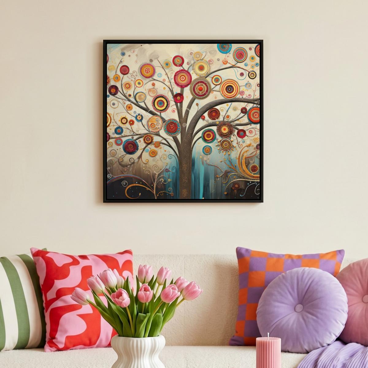 LEINWAND Bilder mit Rahmen - Baum - Baum des Lebens - Farbe - 50x50 - Braun, Textil (50/50cm) - MuchoWow