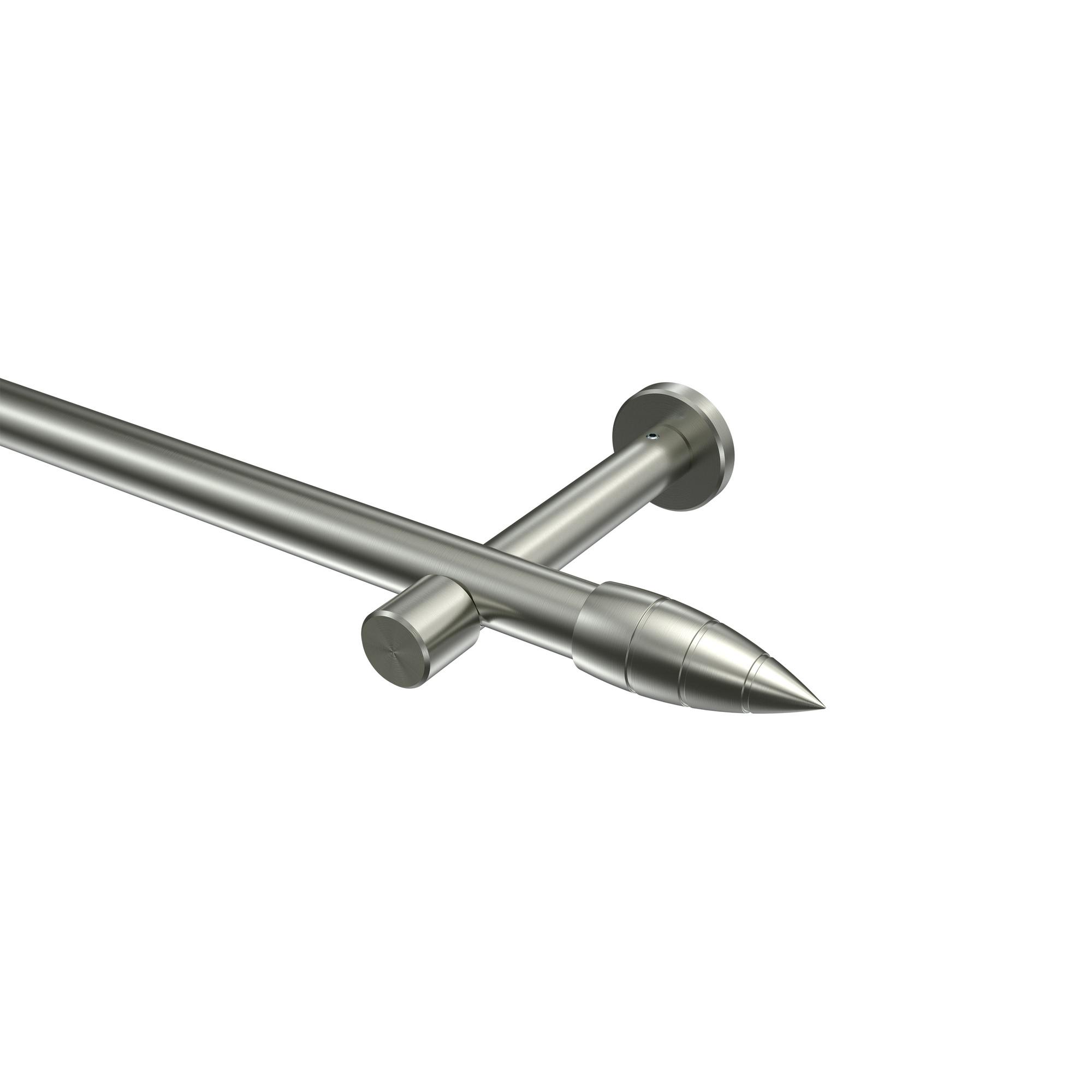 GARDINENSTANGE Prestige Samanto 200 cm, 1-läufig (ohne Ringe), 20 mm Ø Edelstahl-Optik - Edelstahlfarben, Metall (200cm) - INTERDECO