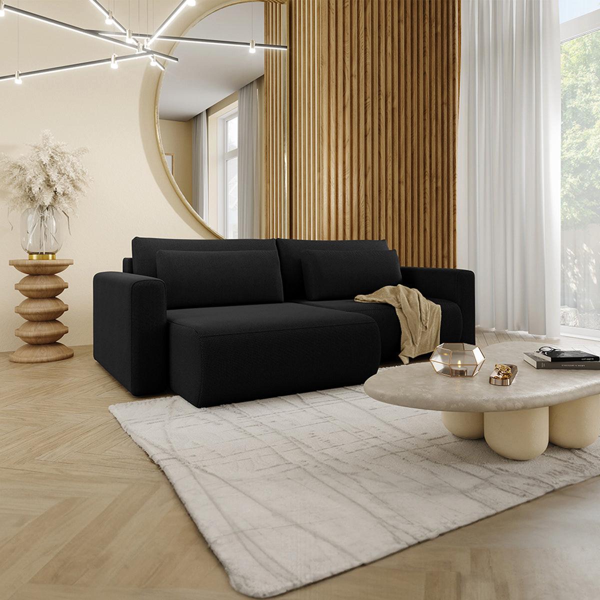 ECKSOFA Evy 3 Sitzplätze Schwarz - Schwarz, Holz (240/149cm) - Petits-meubles