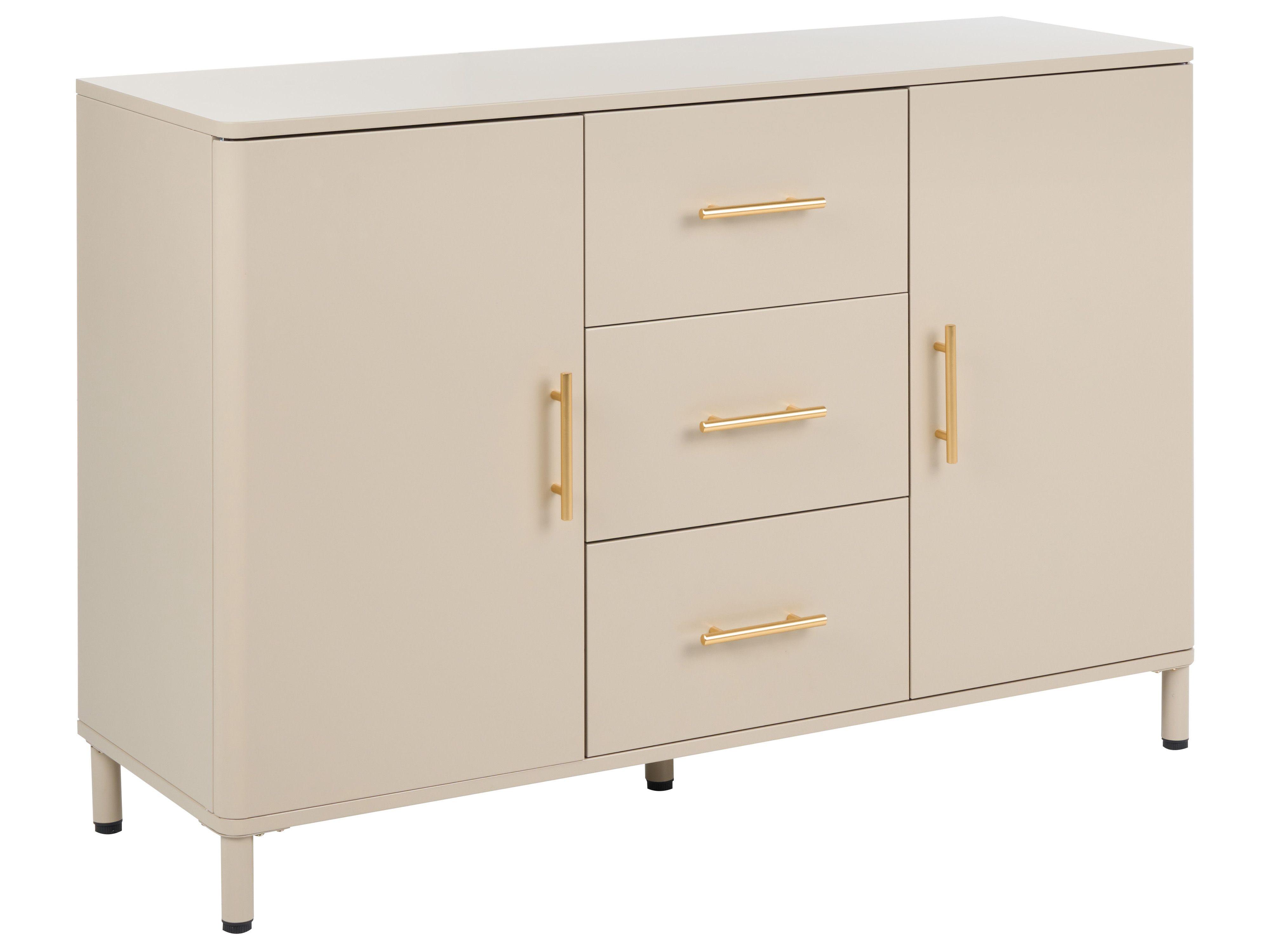 SIDEBOARD mit Schubladen Metall Beige Ombura - Beige, Metall (120/80/40cm) - Beliani