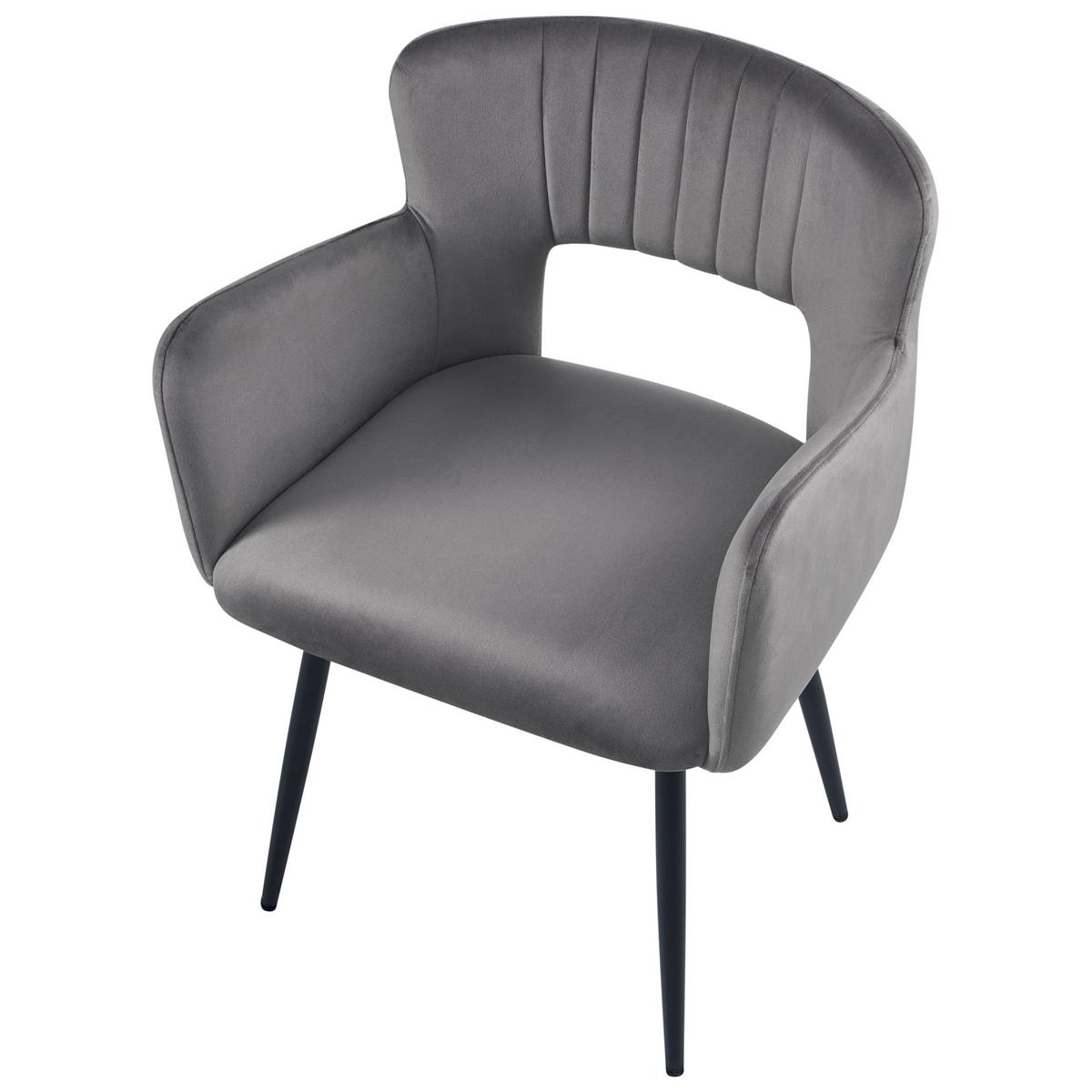 ESSZIMMERSTUHL 2er Set Samtstoff Grau Sanilac - Dunkelgrau/Schwarz, Textil/Metall (54/76/50cm) - Beliani