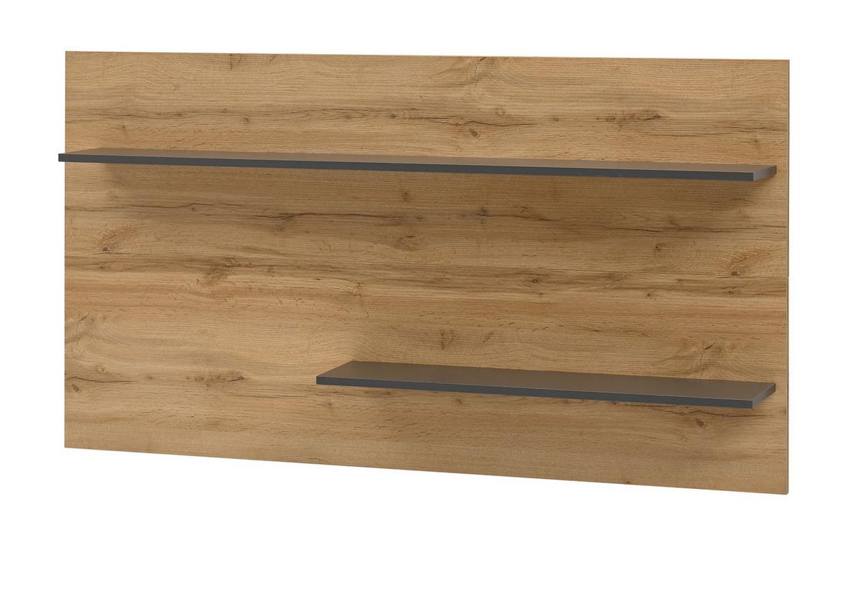 WANDPANEEL grau matt und Eiche Wotan 155 x 80 cm, Wandregal hängend - Eiche Wotan/Grau, Holzwerkstoff/Metall (155/80/20cm) - Furn.Design