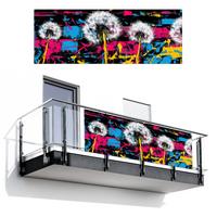 BALKON-SICHTSCHUTZ Straßenkunst - Bunt - Wand Balkon Deko 300x110 cm - Schwarz, Kunststoff (300/110cm) - MuchoWow